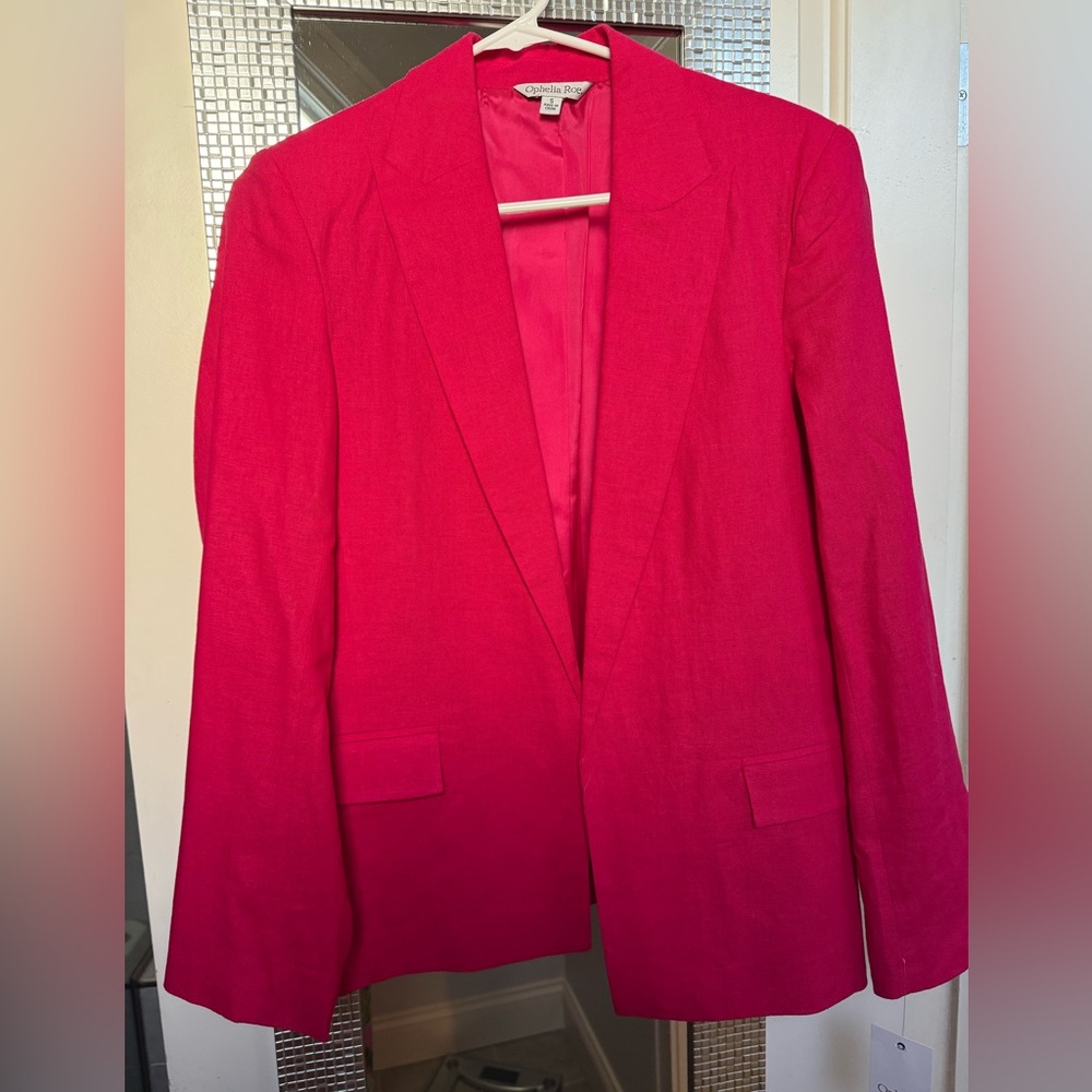 NWT Ophelia Rose linen blend blazer hot pink size small